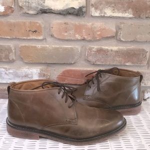 GBX Men’s Brown Leather Ankle Lace-up Almond Toe Chukka Boots 13